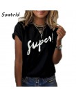 Soatrld 2018 nowa damska koszulka z Super druku lato krótki rękaw, dekolt koszulka casual topy kobiet T koszula kobieta odzież