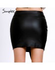 Simplee PU skóra spódnica krótka moda damska, 2018 Bodycon czarna seksowna mini spódnica nit streetwear wysoka talia bodycon spó
