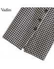 Vadim kobiety w stylu vintage plaid spódnica trzy czwarte faldas mujer Houndstooth przyciski retro damskie ubrania do biura na c