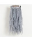 2019 lato w stylu Vintage spódnice kobiet elastyczna wysoka talia tiulowa spódnica długa plisowana spódniczka tutu kobiety Saias