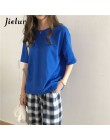 Jielur Tee Shirt 15 jednolity kolor podstawowy t-shirt kobiety Casual O-neck Harajuku lato Top koreański Hipster biały T Shirt S