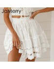 JaMerry 2019 wiosna lato koronki haft biały spódnica kobiety wakacje Boho wysoka talia mini spódnice śliczne solidna plaża kobie