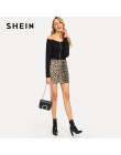 SHEIN Multicolor urząd Lady Leopard czarny bocznym szwie Skinny Mid talia spódnica ołówkowa 2018 jesień odzież robocza na co dzi