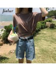 Jielur Tee Shirt 15 jednolity kolor podstawowy t-shirt kobiety Casual O-neck Harajuku lato Top koreański Hipster biały T Shirt S