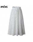 Aproms białe kropki kwiatowy Print plisowane Midi spódnica kobiety elastyczna wysokiej talii kieszenie boczne spódnice lato 2019