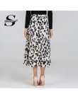 Sheinside talii węzeł Leopard Print kobiety spódnica w połowie talia panie zmiany spódnice Casual odzież damska lato 2018 nowy s