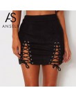 Anself Sexy kobiety Lace Up spódnica ołówkowa elegancki Hollow Out krótka spódnica lato w stylu Casual, czarny obcisła spódnica 