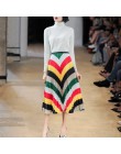 Marwin 2019 wiosna nowy-w zestawie dopasowanie kolorów paski plisowana spódnica w stylu High Street połowy łydki imperium miękki
