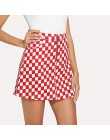 Joineles kobiety Mini spódnice wiosna lato pierścień Zip Up Plaid spódnice Casual linii Party spódnice 2019 nowy Femme Vestidos