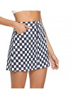 Joineles kobiety Mini spódnice wiosna lato pierścień Zip Up Plaid spódnice Casual linii Party spódnice 2019 nowy Femme Vestidos