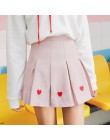 Kobiet plisowana spódnica Lolita Harajuku Kawaii słodkie hafty spódnice Mini śliczne szkoła mundury Saia Faldas damskie Jupe SK6