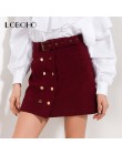 Wysokiej talii spódnice damskie jesień 2018 nowy nabytek dorywczo spódnica czerwony czarny podwójne przyciski moda Streetwear ko