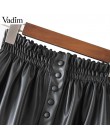 Vadim kobiety PU skóra mini spódnice kieszenie guziki elastyczna talia do faldas europejski styl mody czarny plisowana spódnica 