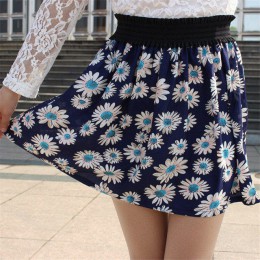 Moda 1 Pc kobiety lato spódnica jeden rozmiar w stylu Vintage Mini szyfonowa druku plisowana wysokiej talii spódnice krótka spód