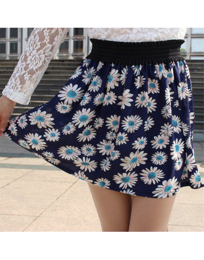 Moda 1 Pc kobiety lato spódnica jeden rozmiar w stylu Vintage Mini szyfonowa druku plisowana wysokiej talii spódnice krótka spód