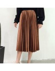 Wiosna lato 2018 nowa moda spódnica wysoka talia aksamitna plisowana spódnica kobiety stałe elastyczny spódniczka z wysokim stan