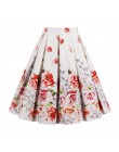 Kwiatowe nadruki retro w stylu Vintage spódnice kobiet Plus Size wysokiej talii spódnice do kolan na co dzień Ruffles Midi spódn