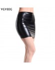 YGYEEG kobiety spódnica 2019 moda czarny stałe Faux Leather Sexy Bodycon lato spódnice ołówkowe Plus rozmiar wysoka talia Mini s