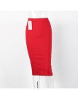 Wysokiej talii spódnica ołówkowa Plus rozmiar mocno Bodycon moda kobiety spódnica trzy czwarte czerwony czarny szczelina spódnic