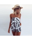 Lato 2018 kobiety bez ramiączek Playsuit w paski pajacyki Ruffles rękaw kombinezon Backless Sexy ogólnie Casual plaża krótkie sp