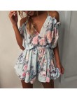 Lato 2018 kobiety bez ramiączek Playsuit w paski pajacyki Ruffles rękaw kombinezon Backless Sexy ogólnie Casual plaża krótkie sp