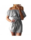 Lato 2018 kobiety bez ramiączek Playsuit w paski pajacyki Ruffles rękaw kombinezon Backless Sexy ogólnie Casual plaża krótkie sp