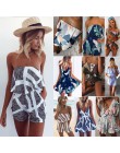 Kobiety kombinezon 2019 lato Sexy Slash Neck paski wzburzyć Body Femme druku Playsuit pajacyki plaża Body kombinezony dla kobiet