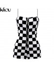 Kliou 2018 nowy plaid przebrania kobiety sexy backless bez ramiączek zipper fly krótkie body kobiet treningu street plaid kombin