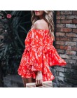 Conmoto Ruffles lato w stylu Vintage kobiety Casual kombinezony drukuj Off ramię 2019 krótki kombinezon pajacyki czeski Playsuit