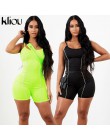 Kliou 2019 kobiety sexy bez ramiączek playsuit neon kolor skinny body odblaskowe w paski patchwork pasek backless fitness strój