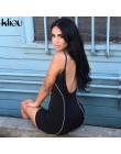 Kliou 2019 kobiety sexy bez ramiączek playsuit neon kolor skinny body odblaskowe w paski patchwork pasek backless fitness strój