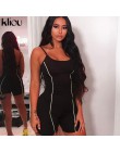 Kliou 2019 kobiety sexy bez ramiączek playsuit neon kolor skinny body odblaskowe w paski patchwork pasek backless fitness strój