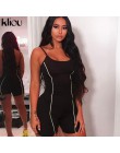 Kliou 2019 kobiety sexy bez ramiączek playsuit neon kolor skinny body odblaskowe w paski patchwork pasek backless fitness strój