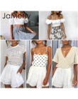 JaMerry w stylu Vintage off ramię biały haft dwuczęściowy zestaw romper kobiety polka dot kombinezon playsuit letnie wakacje na 