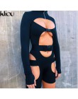 Kliou z długim rękawem wysoka neck zamek klamra zespół hollow out elastyczne sexy playsuit 2018 jesień kobiety klub nowa moda bo