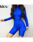 Kliou kobiet moda Royal blue, z pełnym rękawem, z golfem, kombinezony 2018 jesień kobiet skinny sexy trening ulicy pajacyki komb