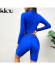 Kliou kobiet moda Royal blue, z pełnym rękawem, z golfem, kombinezony 2018 jesień kobiet skinny sexy trening ulicy pajacyki komb