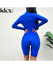 Kliou kobiet moda Royal blue, z pełnym rękawem, z golfem, kombinezony 2018 jesień kobiet skinny sexy trening ulicy pajacyki komb