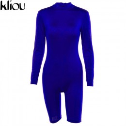 Kliou kobiet moda Royal blue, z pełnym rękawem, z golfem, kombinezony 2018 jesień kobiet skinny sexy trening ulicy pajacyki komb