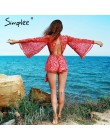 Simplee Backless lace up floral kobiety kombinezon romper 2018 kobiet druku body sexy letnie kombinezony playsuit kombinezon str