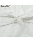BerryGo Sexy głęboki dekolt w serek kombinezon romper kobiety potargane hollow out haft bawełna biały playsuit elegancki sashes 