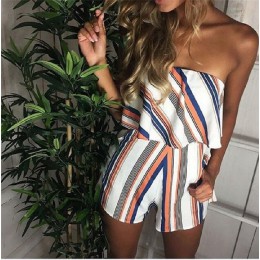 Kwiatowy Print szyfonowa Playsuit kobiety lato Sexy Halter bez rękawów kobiet panie Boho pajacyki kombinezon kobiety plaża Party