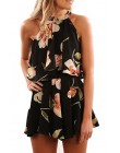 Kwiatowy Print szyfonowa Playsuit kobiety lato Sexy Halter bez rękawów kobiet panie Boho pajacyki kombinezon kobiety plaża Party