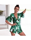 Kwiatowy Print szyfonowa Playsuit kobiety lato Sexy Halter bez rękawów kobiet panie Boho pajacyki kombinezon kobiety plaża Party