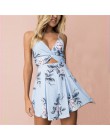 Kwiatowy Print szyfonowa Playsuit kobiety lato Sexy Halter bez rękawów kobiet panie Boho pajacyki kombinezon kobiety plaża Party