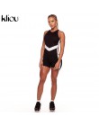 Kliou 2019 nowy playsuit kobiety fitness body lato bez rękawów w paski patchwork odzież sportowa moda stroje pajacyki kombinezon