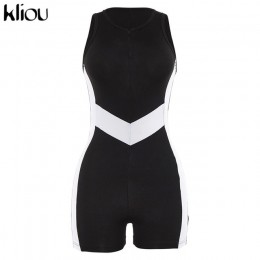 Kliou 2019 nowy playsuit kobiety fitness body lato bez rękawów w paski patchwork odzież sportowa moda stroje pajacyki kombinezon