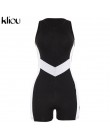 Kliou 2019 nowy playsuit kobiety fitness body lato bez rękawów w paski patchwork odzież sportowa moda stroje pajacyki kombinezon