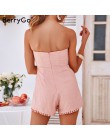 BerryGo Sexy bez ramiączek krzyż krawat kobiety playsuit haft różowy pościel bawełniana kombinezon lato party fashion kobieta og