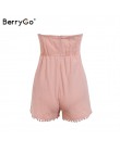 BerryGo Sexy bez ramiączek krzyż krawat kobiety playsuit haft różowy pościel bawełniana kombinezon lato party fashion kobieta og